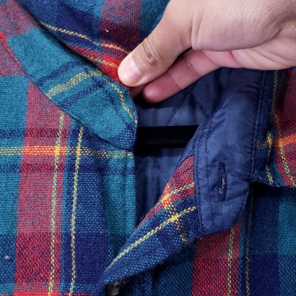 Vintage Wilderness Sweater Men's Size XL Flannel Button Up Plaid Quilted Outdoor - Picture 8 of 15